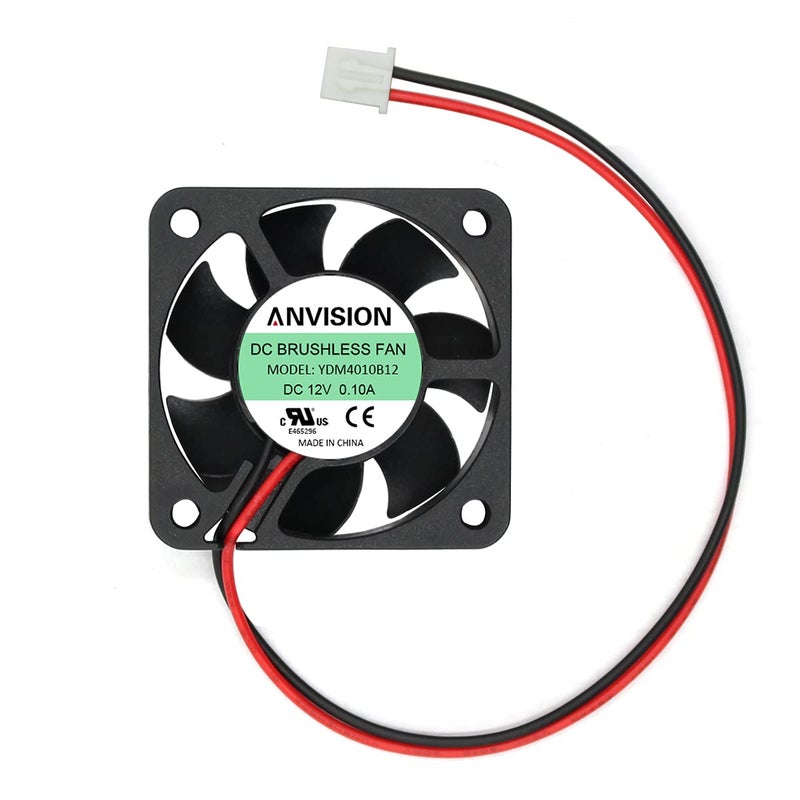 ANVISION 40mm x 10mm DC 12V Brushless Cooling Fan, Dual Ball Bearing, 2 Pin - Image 1
